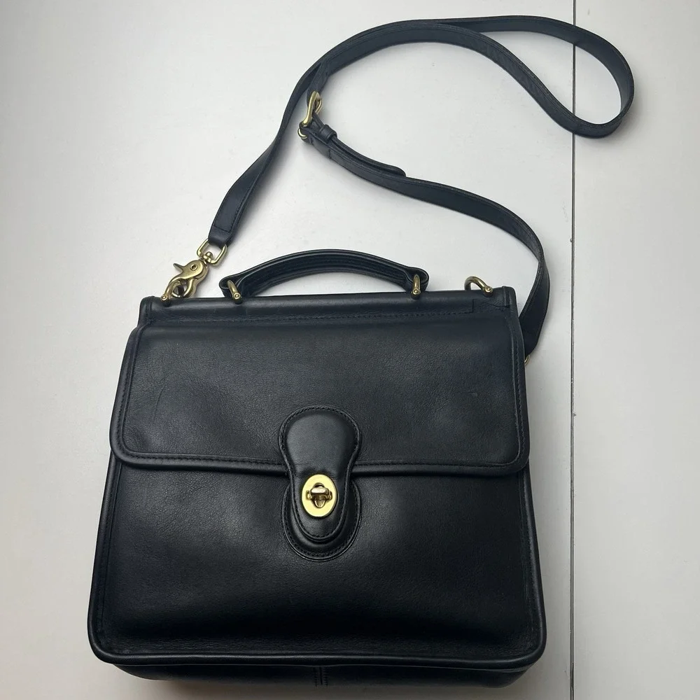 Vintage Black Coach Willis Bag 9927 Crossbody & Top Handle Purse Loose Stitching